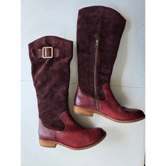 Kork-Ease Shoes - Kork-Ease Women's Burgundy Leather Suede Tall Riding Boots Size 6.5M Equestrian